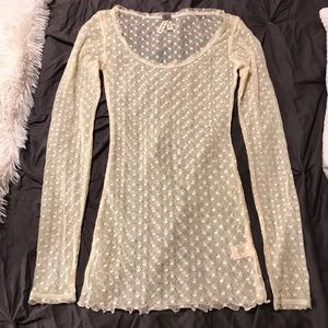 FREE PEOPLE Swiss Dot Nylon Top, Small